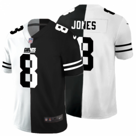 New York New York Giants #8 Daniel Jones Mens Black V White Peace Split Nike Vapor Untouchable Limited NFL Jersey