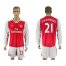 Arsenal #21 Chambers Red Home Long Sleeves Soccer Club Jersey