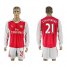 Arsenal #21 Chambers Red Home Long Sleeves Soccer Club Jersey