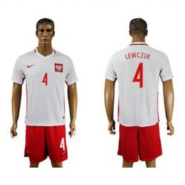 Poland #4 Lewczuk Home Soccer Country Jersey