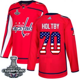 Adidas Washington Capitals #70 Braden Holtby Red Home Authentic USA Flag Stanley Cup Final Champions Stitched Youth NHL Jersey
