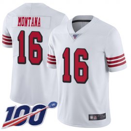 Nike San Francisco 49ers #16 Joe Montana White Rush Mens Stitched NFL Limited 100th Season Jersey