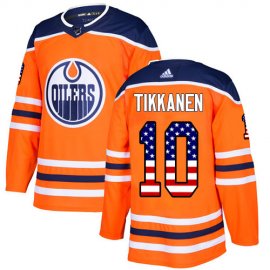 Adidas Edmonton Oilers #10 Esa Tikkanen Orange Home Authentic USA Flag Stitched NHL Jersey