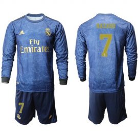 Real Madrid #7 Hazard Away Long Sleeves Soccer Club Jersey