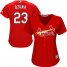 St.Louis Cardinals #23 Marcell Ozuna Red Alternate Womens Stitched MLB Jersey