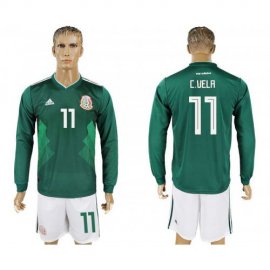 Mexico #11 C.VELA Home 2018 FIFA World Cup Long Sleeve Soccer Jersey