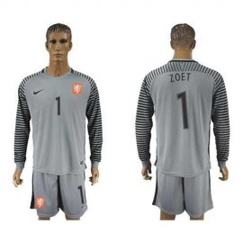 Holland #1 Zoet Grey Goalkeeper Long Sleeves Soccer Country Jersey
