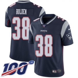 Nike New England Patriots #38 Brandon Bolden Navy Blue Team Color Mens Stitched NFL 100th Season Vapor Limited Jersey
