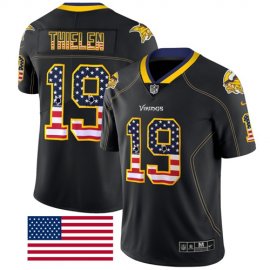 Nike Minnesota Vikings #19 Adam Thielen Black Mens Stitched NFL Limited Rush USA Flag Jersey