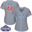 Chicago Cubs #44 Anthony Rizzo Grey Road 2016 World Series Champions Womens Stitched MLB Jersey