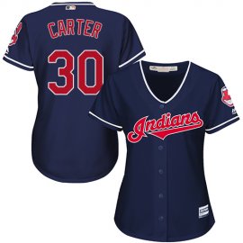 Cleveland Indians #30 Joe Carter Navy Blue Alternate Womens Stitched MLB Jersey