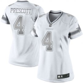 Nike Dallas Cowboys #4 Dak Prescott White Womens Stitched NFL Limited Platinum Jersey