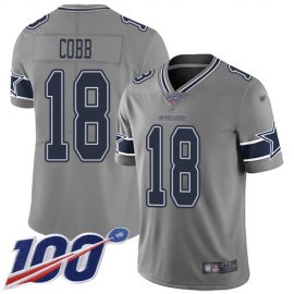 Nike Dallas Cowboys #18 Randall Cobb Gray Mens Stitched NFL Limited Inverted Legend 100th Season Jersey