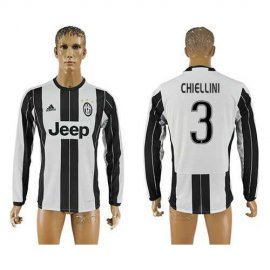Juventus #3 Chiellini Home Long Sleeves Soccer Club Jersey
