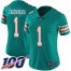 Nike Miami Dolphins #1 Tua Tagovailoa Aqua Green Alternate Womens Stitched NFL 100th Season Vapor Untouchable Limited Jersey