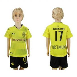 Dortmund #17 Aubameyang Home Kid Soccer Club Jersey
