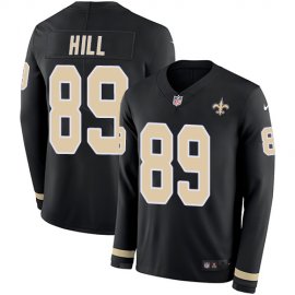 Nike New Orleans Saints #89 Josh Hill Black Team Color Mens Stitched NFL Limited Therma Long Sleeve Jersey