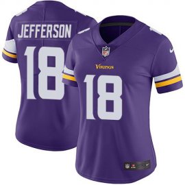 Nike Minnesota Vikings #18 Justin Jefferson Purple Team Color Womens Stitched NFL Vapor Untouchable Limited Jersey