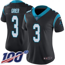 Nike Carolina Panthers #3 Will Grier Black Team Color Womens Stitched NFL 100th Season Vapor Untouchable Limited Jersey