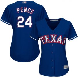 Texas Rangers #24 Hunter Pence Blue Alternate Womens Stitched MLB Jersey