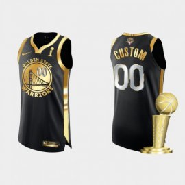 Golden State Warriors Custom Mens Nike Black Golden 2021-22 NBA Finals Champions Authentic Jersey