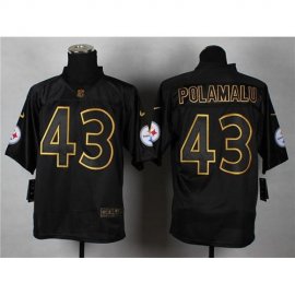 Nike Pittsburgh Steelers #43 Troy Polamalu Black Gold No. Fashion Mens Stitched NFL Elite Jersey