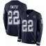 Nike Dallas Cowboys #22 Emmitt Smith Navy Blue Team Color Mens Stitched NFL Limited Therma Long Sleeve Jersey
