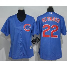 Chicago Cubs #22 Jason Heyward Blue Alternate Womens Stitched MLB Jersey