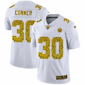 Pittsburgh Steelers #30 James Conner Mens Nike Flocked Leopard Print Vapor Limited NFL Jersey White