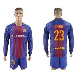 Barcelona #23 Umtiti Home Long Sleeves Soccer Club Jersey