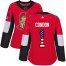 Adidas Ottawa Senators #1 Mike Condon Red Home Authentic USA Flag Womens Stitched NHL Jersey