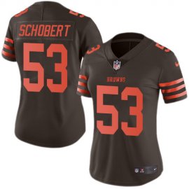 Nike Cleveland Browns #53 Joe Schobert Brown Womens Stitched NFL Limited Rush Jersey