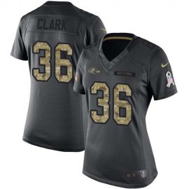 Nike Baltimore Ravens #36 Chuck Clark Black Womens Stitched NFL Limited 2016 Salute to Service Jersey