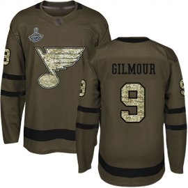 Adidas St. Louis Blues #9 Doug Gilmour Green Salute to Service Stanley Cup Champions Stitched NHL Jersey