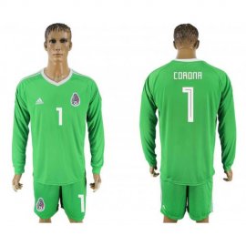 Mexico #1 CORONA Green Goalkeeper 2018 FIFA World Cup Long Sleeve Soccer Jersey