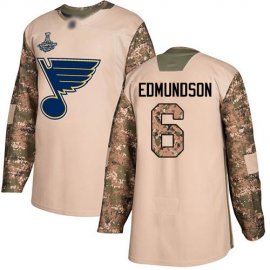 Adidas St. Louis Blues #6 Joel Edmundson Camo Authentic 2017 Veterans Day Stanley Cup Champions Stitched NHL Jersey