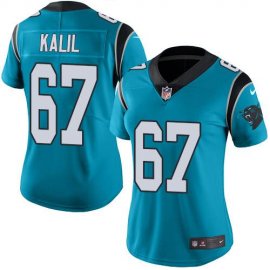 Nike Carolina Panthers #67 Ryan Kalil Blue Womens Stitched NFL Limited Rush Jersey