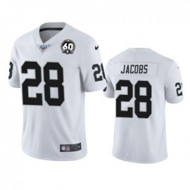 Nike Las Vegas Raiders #28 Josh Jacobs White 60th Anniversary Vapor Limited Stitched NFL 100th Season Jersey