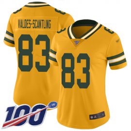 Nike Green Bay Packers #83 Marquez Valdes-Scantling Gold Womens Stitched NFL Limited Inverted Legend 100th Season Jersey