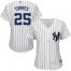 New York Yankees #25 Gleyber Torres White Strip Home Womens Stitched MLB Jersey