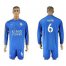 Leicester City #6 Huth Home Long Sleeves Soccer Club Jersey