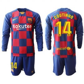 Barcelona #14 Coutinho Home Long Sleeves Soccer Club Jersey