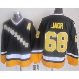 Pittsburgh Penguins #68 Jaromir Jagr Black/Yellow CCM Throwback Stitched NHL Jersey