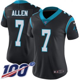 Nike Carolina Panthers #7 Kyle Allen Black Team Color Womens Stitched NFL 100th Season Vapor Limited Jersey
