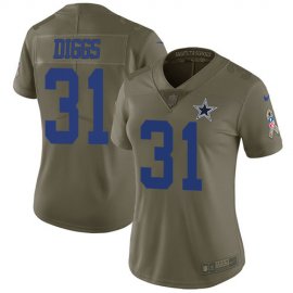 Nike Dallas Cowboys #31 Trevon Diggs Olive Womens Stitched NFL Limited 2017 Salute To Service Jersey