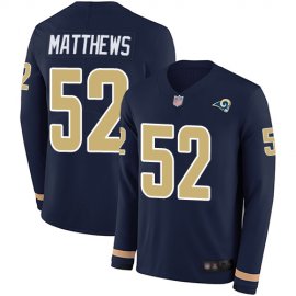 Nike Los Angeles Rams #52 Clay Matthews Navy Blue Team Color Mens Stitched NFL Limited Therma Long Sleeve Jersey