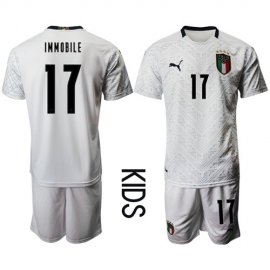 Italy #17 Immobile Away Kid Soccer Country Jersey