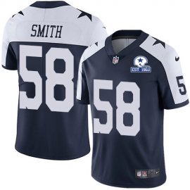 Nike Dallas Cowboys #58 Aldon Smith Navy Blue Thanksgiving Mens Stitched With Established In 1960 Patch NFL Vapor Untouchable Limited Throwback Jersey