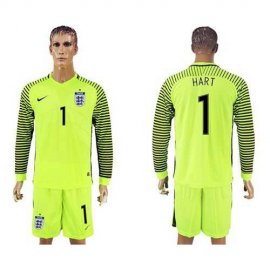 England #1 Hart Green Long Sleeves Goalkeeper Soccer Country Jersey