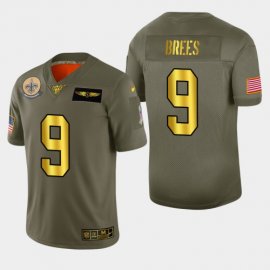 New Orleans New Orleans Saints #9 Drew Brees Mens Nike Olive Gold 2019 Salute to Service Limited NFL 100 Jersey